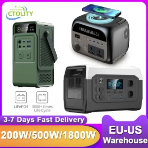 CTOLITY 200W 1800W Portable Power Station LiFePo4 Camping Solar Generator 110V 220V AC Energy Storage Supply Pure Sinve Wave